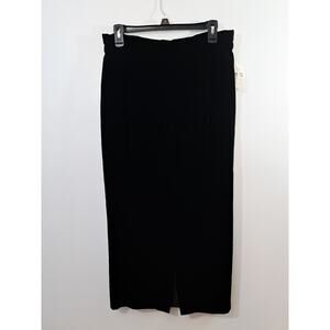 Preston & York Vtg Velvet Maxi Skirt Womens 14 Black Front Slit Classic Goth 90s